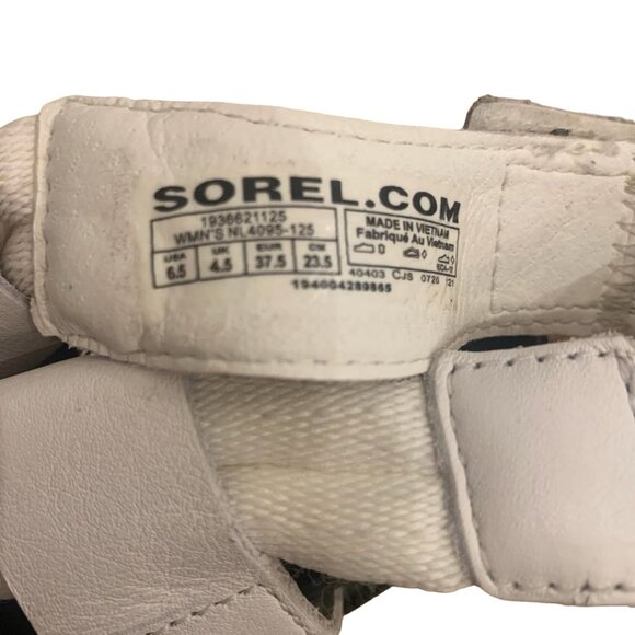 SOREL WOMEN'S ROAMING DECON LEATHER PLATFORM SANDALS SEA SALT WHITE 6.5-NICE! - Picture 8 of 9